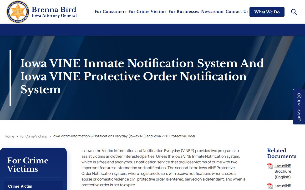 Iowa VINE Buchanan County arrest custody alerts